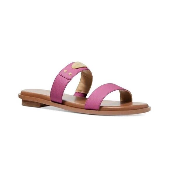 Michael Kors Women's MK Plate Slide Sandals French, Pink Size 7.5M - Picture 1 of 5